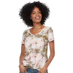 Petite Sonoma Goods For Life® Essential V-Neck Tee -Sonoma Clothing Store 3053848 Olive Floral