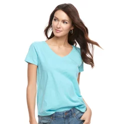 Petite Sonoma Goods For Life® Essential V-Neck Tee -Sonoma Clothing Store 3053848 Secret Blue