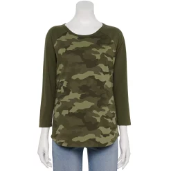 Women's Sonoma Goods For Life® Baseball Tee -Sonoma Clothing Store 4008826 Olive Camo