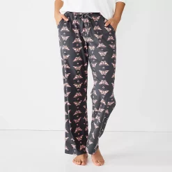 Women's Sonoma Goods For Life® Cozy Pajama Pants -Sonoma Clothing Store 4211999 Grey Love Butterfly