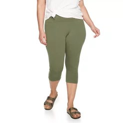 Plus Size Sonoma Goods For Life® Knit Capri Leggings -Sonoma Clothing Store 4878367 Olive
