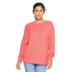 Women's Sonoma Goods For Life® All Over Stitch Crewneck Sweater -Sonoma Clothing Store 4923526 Coral Breeze