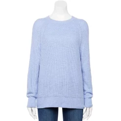 Women's Sonoma Goods For Life® All Over Stitch Crewneck Sweater -Sonoma Clothing Store 4923526 Light Blue