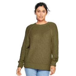 Women's Sonoma Goods For Life® All Over Stitch Crewneck Sweater -Sonoma Clothing Store 4923526 Odyssey Green