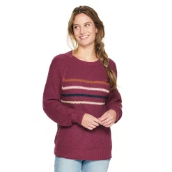 Women's Sonoma Goods For Life® All Over Stitch Crewneck Sweater -Sonoma Clothing Store 4923526 Purple Stripe