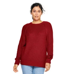 Women's Sonoma Goods For Life® All Over Stitch Crewneck Sweater -Sonoma Clothing Store 4923526 Red