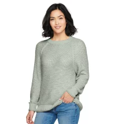 Women's Sonoma Goods For Life® All Over Stitch Crewneck Sweater -Sonoma Clothing Store 4923526 Sage
