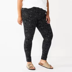 Plus Size Sonoma Goods For Life® Midrise Leggings -Sonoma Clothing Store 4966829 Black Floral