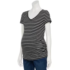Maternity Sonoma Goods For Life® Essential V-Neck Tee -Sonoma Clothing Store 4980526 Black Stripe
