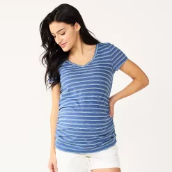 Maternity Sonoma Goods For Life® Essential V-Neck Tee -Sonoma Clothing Store 4980526 Blue Stripe