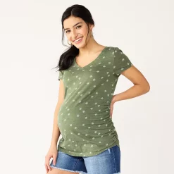 Maternity Sonoma Goods For Life® Essential V-Neck Tee -Sonoma Clothing Store 4980526 Olive Daisy