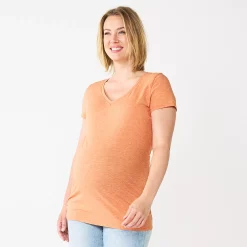Maternity Sonoma Goods For Life® Essential V-Neck Tee -Sonoma Clothing Store 4980526 Orange