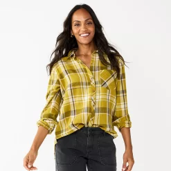 Women's Sonoma Goods For Life® Essential Everyday Button-Down Shirt 27 Women's Sonoma Goods For Life® Essential Everyday Button-Down Shirt -Sonoma Clothing Store 4991213 Green Plaid