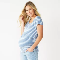 Maternity Sonoma Goods For Life® Essential Scoopneck Tee -Sonoma Clothing Store 4998304 Blue Stripe