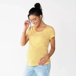 Maternity Sonoma Goods For Life® Essential Scoopneck Tee -Sonoma Clothing Store 4998304 Micah Gold Stripe