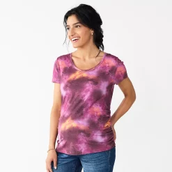 Maternity Sonoma Goods For Life® Essential Scoopneck Tee -Sonoma Clothing Store 4998304 Redo Dye Dark Purple