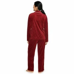 Women's Sonoma Goods For Life® Velour Long Sleeve Pajama Shirt & Pajama Pants Sleep Set -Sonoma Clothing Store 5033010 ALT