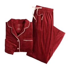 Women's Sonoma Goods For Life® Velour Long Sleeve Pajama Shirt & Pajama Pants Sleep Set -Sonoma Clothing Store 5033010 ALT5
