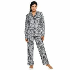 Women's Sonoma Goods For Life® Velour Long Sleeve Pajama Shirt & Pajama Pants Sleep Set -Sonoma Clothing Store 5033010 Cheetah