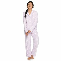 Women's Sonoma Goods For Life® Velour Long Sleeve Pajama Shirt & Pajama Pants Sleep Set -Sonoma Clothing Store 5033010 Lavendar Tie Dye