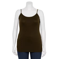 Plus Size Sonoma Goods For Life® Spaghetti Strap Cami -Sonoma Clothing Store 5158435 Deep Brown