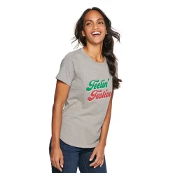 Women's Sonoma Goods For Life® Short Sleeve Holiday Graphic Tee -Sonoma Clothing Store 5180762 Feelin Fefstive