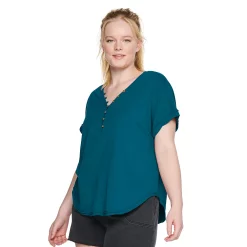 Plus Size Sonoma Goods For Life® Dolman Short Sleeve Button Front Top -Sonoma Clothing Store 5204508 Nightly Blue