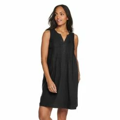 Women's Sonoma Goods For Life® Pintuck Linen-Blend Dress -Sonoma Clothing Store 5215954 Black