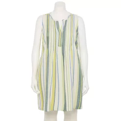 Plus Size Sonoma Goods For Life® Pintuck Linen-Blend Dress -Sonoma Clothing Store 5223428 Multi Green Stripe