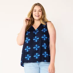 Plus Size Sonoma Goods For Life® V-Neck Tank -Sonoma Clothing Store 5226888 Large Navy Floral