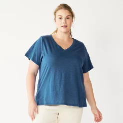 Plus Size Sonoma Goods For Life® Everyday V-Neck Tee -Sonoma Clothing Store 5232140 Cobalt Blue