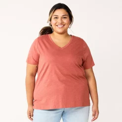 Plus Size Sonoma Goods For Life® Everyday V-Neck Tee -Sonoma Clothing Store 5232140 Mauve