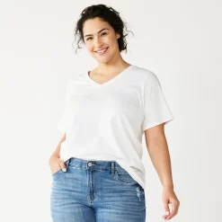 Plus Size Sonoma Goods For Life® Everyday V-Neck Tee -Sonoma Clothing Store 5232140 Vital White