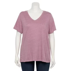 Plus Size Sonoma Goods For Life® Everyday V-Neck Tee -Sonoma Clothing Store 5232145 Dusty Purple