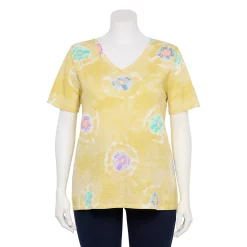 Plus Size Sonoma Goods For Life® Everyday V-Neck Tee -Sonoma Clothing Store 5232145 Lemon Yellow Circle