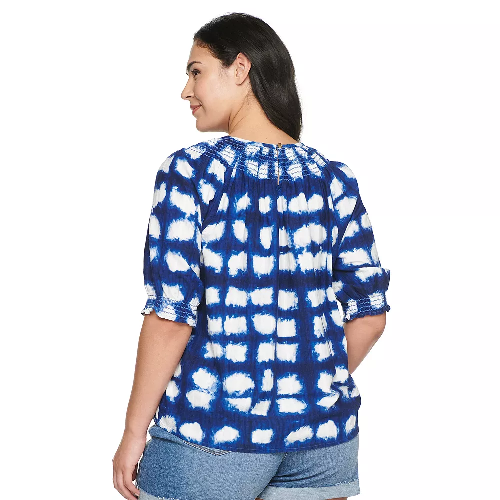Plus Size Sonoma Goods For Life® Elbow Smocked Neck Top 5 Plus Size Sonoma Goods For Life® Elbow Smocked Neck Top - Image 3