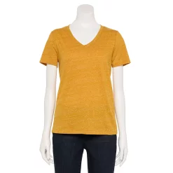 Petite Sonoma Goods For Life® Everyday Short Sleeve V-Neck Tee -Sonoma Clothing Store 5234230 Gold
