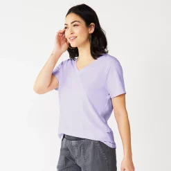 Petite Sonoma Goods For Life® Everyday Short Sleeve V-Neck Tee -Sonoma Clothing Store 5234230 Light Purple