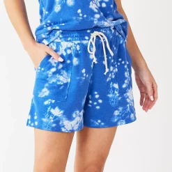 Women's Sonoma Goods For Life® French Terry Sweat Shorts -Sonoma Clothing Store 5234547 Blue Bleach Floral