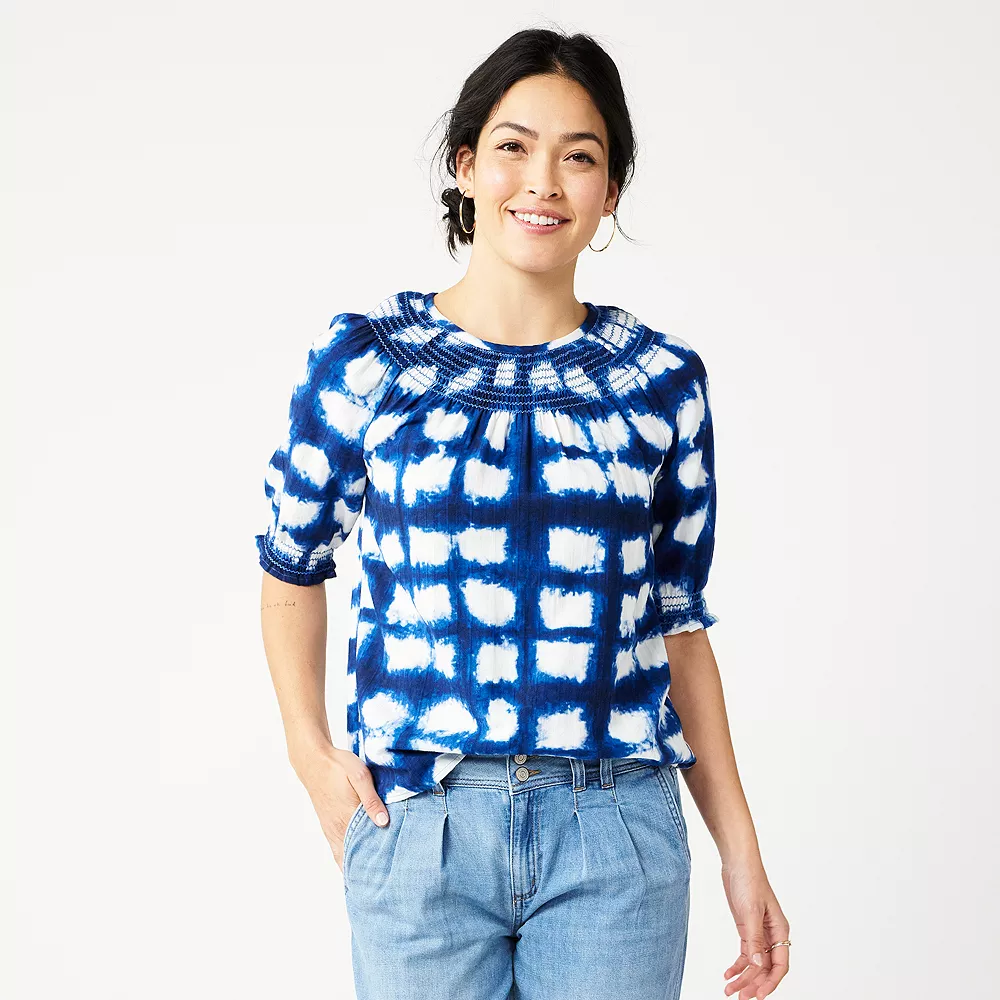 Women's Sonoma Goods For Life® Elbow Smock Neck Top 4 Women's Sonoma Goods For Life® Elbow Smock Neck Top - Image 2