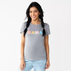 Maternity Sonoma Goods For Life® Fitted Crewneck Graphic Tee -Sonoma Clothing Store 5237042 Mama Multi Color