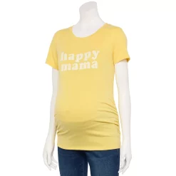 Maternity Sonoma Goods For Life® Fitted Crewneck Graphic Tee -Sonoma Clothing Store 5237042 Yellow Happy Mama