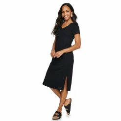 Petite Sonoma Goods For Life® Knit T-Shirt Midi Dress -Sonoma Clothing Store 5237287 Black