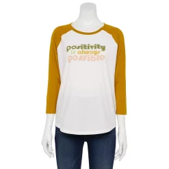 Women's Sonoma Goods For Life® Three Quarter Sleeve Baseball Graphic Tee -Sonoma Clothing Store 5242169 Ivory Positivity