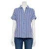 Petite Sonoma Goods For Life® Short Sleeve Button Down Shirt -Sonoma Clothing Store 5243772 Blue Stripe