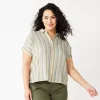 Plus Size Sonoma Goods For Life® Short Sleeve Button Down Top