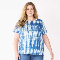 Plus Size Sonoma Goods For Life® Everyday Crewneck Tee -Sonoma Clothing Store 5259072 Indigo Tie Dye