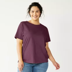 Plus Size Sonoma Goods For Life® Everyday Crewneck Tee -Sonoma Clothing Store 5259072 Plum