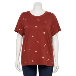 Plus Size Sonoma Goods For Life® Everyday Crewneck Tee -Sonoma Clothing Store 5259072 Red Burgundy Floral
