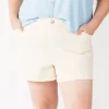 Plus Size Sonoma Goods For Life® Pull-On Mom Twill Shorts -Sonoma Clothing Store 5271204 Serenity Beige